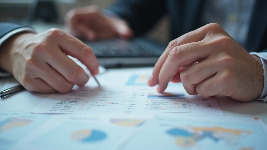 Pessoa analisando orçamento mensal em documentos com calculadora e anotações