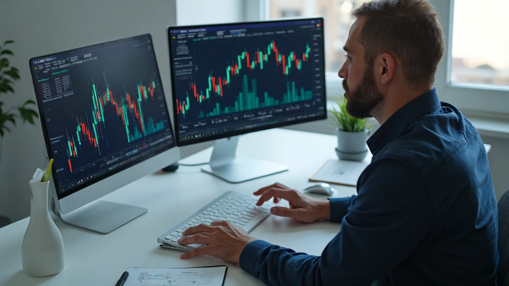 Profissional analisando relatório de crédito em computador com gráficos de pontuação